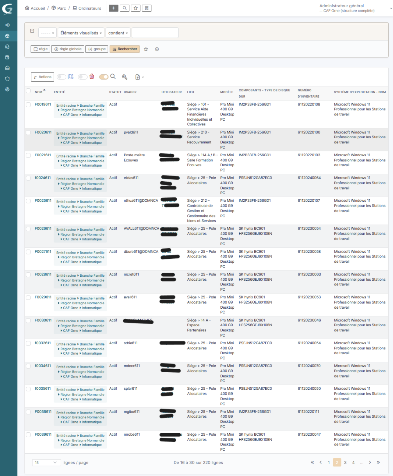 Illustration du projet – gestion du patrimoine informatique